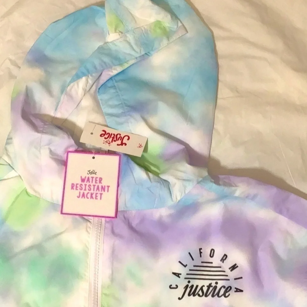 Justice Tie-Die Design Water Resistant Windbreaker Jacket